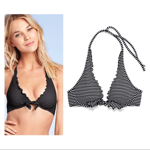 ruffle padded plunge bikini set